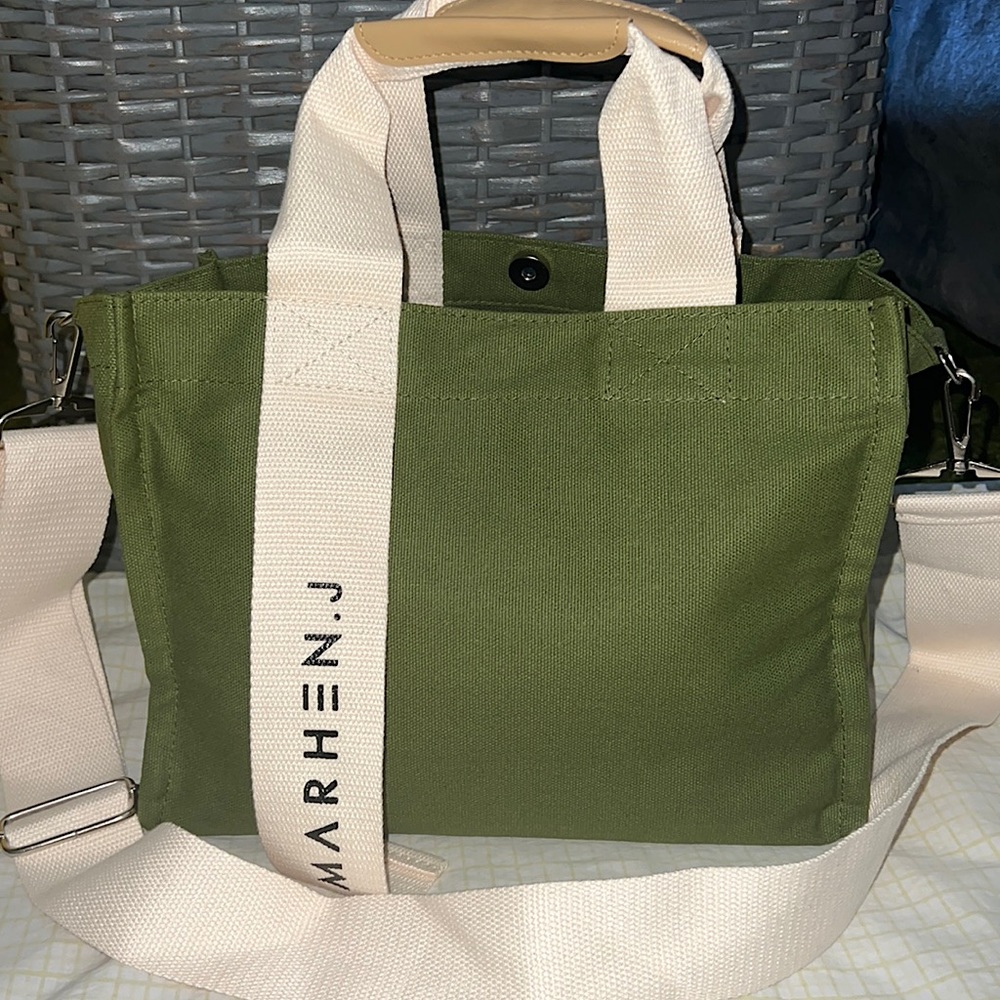 Forest green crossbody tote bag